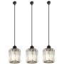 Kiven Set of 3 Track Lighting Pendants,Modern Crystal Pendant Light for Kitchen Island Counter Bar Dining Room Bedroom, Cylinder Crystal Pendant Lighting Fixture, Matte Black Finish