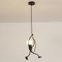 SOUTHPO Pendant Lighting Black Modern Creative Little People Mini Adjustable Hanging Lights for Bedroom Decor Iron Cartoon Doll Chandeliers for Dining Rooms 1×E26 MAX40W Baking Paint Finish (S)