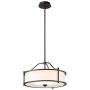 Pendant Lighting 18 inch 3 Light Drum Pendant Light with Fabric Shade and Glass Diffuser in Dark Bronze, Classic Convertible Drum Chandelier for Living & Dinning Room XiNBEi-Lighting XB-P1199-DB