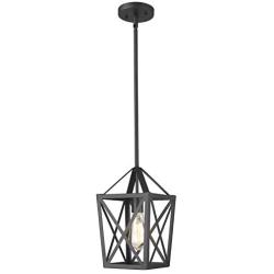 Zeyu Ceiling Pendant Light, Industrial Hanging Light Fixture with Metal Cage in Black Finish, ZD18 M1L