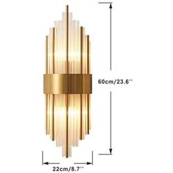 BOKT Modern Wall Mount Lamp 2 Light Fixtures Crystal Wall Sconce Lighting, Elegant Wall Sconces with Brass Base for Bedroom Living Room Bathroom Hallway Entryway Hotel Restaurant (Gold)