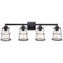 XINCAN 4 Light Farmhouse Bathroom Vanity Over Mirror Light Fixtures Wall Sconce Lighting Porch Light Fixtures Vintage Rustic Metal Black Wall Mount for Dining Room Hallway