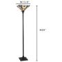 Capulina Tiffany Style Torchiere Floor Lamp, Tiffany Style Floor Light, Mission Tiffany Pole Lamp, Stained Glass Floor Lamps, Leaded Glass Floor Lamp for Living Room (Tall: 69.3 x H13.8 inches)