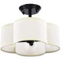 Eyassi Semi Flush Mount Ceiling Lights, Linen 4-Light Farmhouse Close to Ceiling Lighting Fixtures Industrial Black Ceiling Lamp for Kitchen Island Living Room Bedroom Hallway Laundry Entryway