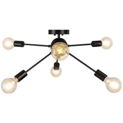 WBinDX Modern 6-Light Sputnik Chandelier Ceiling Light Fixture Black Mid Century Industrial Retro Lamp for Kitchen Island Dining Room Bedroom Living Room Foyer Hallway Lighting