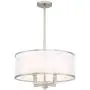 Glover Brushed Nickel Drum Pendant Chandelier 21'' Wide Modern Silver Organza White Linen Shade 4-Light Fixture for Dining Room House Island Entryway Bedroom Living Room - Possini Euro Design