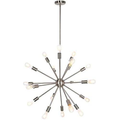 18-Lights Sputnik Chandelier, Big Size 55.08'' H x 31.48'' W, Brushed Brass Rustic Industrial Pendant Lighting, Industrial Ceiling Light Fixture for Dining Room Foyer Kitchen Island Living Room