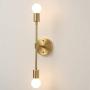 BOKT Mid Century Modern Wall Sconces 2-Light Antique Brushed Brass Wall Light Fixture Minimalist Wall Mount Lights for Living Room Bathroom Hallway Mirror Light (1 Pack)