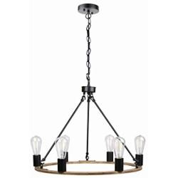 Homenovo Lighting 6-Light Wagon Wheel Farmhouse Chandelier