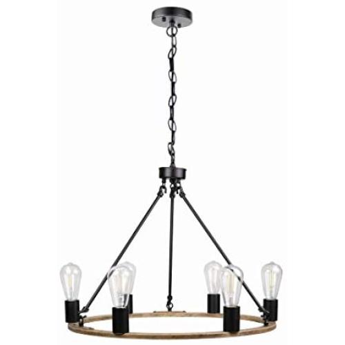 Homenovo Lighting 6-Light Wagon Wheel Farmhouse Chandelier Homenovo Lighting 6-Light Wagon Wheel Farmhouse Chandelier