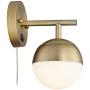 Luna Mid Century Modern Wall Lamp Antique Brass Plug-in Light Fixture Frosted Glass Globe Shade for Bedroom Bedside Living Room Reading - 360 Lighting Luna Mid Century Modern Wall Lamp Antique Brass Plug-in Light Fixture Frosted Glass Globe Shade for Bedroom Bedside Living Room Reading - 360 Lighting