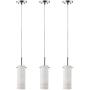 ESCENA Glass Cylindrical Pendant Light, White Brushed Finish, ETL Listed, Frosted Glass Shade, Contemporary Hanging Ceiling Lights for Dining Room, Kitchen, Sloped Ceiling, Pack of 3