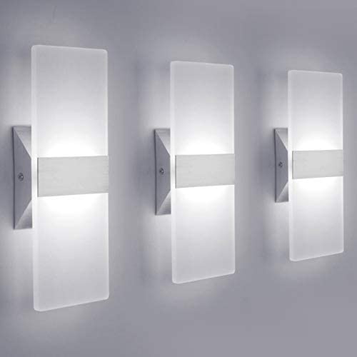 LED Wall Sconce Modern Wall Light Lamps 12W Cool White 6000K Up and Down Indoor Acrylic Lighting Fixture for Living Room Bedroom Hallway Conservatory Home Room Decor Not Dimmable No Plug(3 Pack) LED Wall Sconce Modern Wall Light Lamps 12W Cool White 6000K Up and Down Indoor Acrylic Lighting Fixture for Living Room Bedroom Hallway Conservatory Home Room Decor Not Dimmable No Plug(3 Pack)