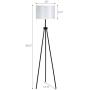 Tangkula 60.5'' Metal Tripod Floor Lamp, Contemporary Minimalist Standing Floor Light with Iron Legs, Fabric Drum Shade, E26 Lamp Base, Mid Century Modern Reading Light for Living Room, Bedroom