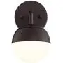 Luna Modern Wall Lamp Bronze Plug-in Light Fixture Frosted Glass Globe Shade for Bedroom Bedside Living Room Reading - 360 Lighting