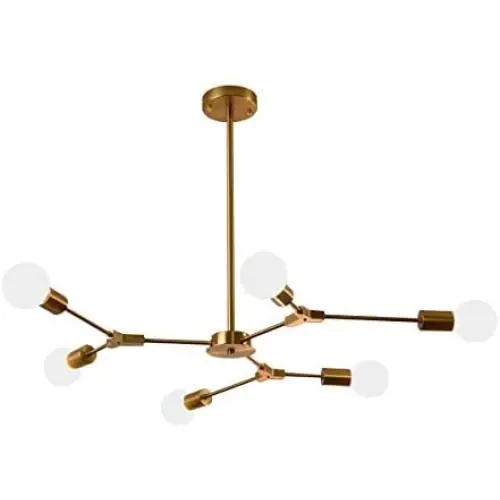 Garwarm Sputnik Chandelier Modern 6 Lights Brushed Brass Pendant Lighting Gold Mid Century Ceiling Light Fixture for Dining Room Living Room Kitchen Garwarm Sputnik Chandelier Modern 6 Lights Brushed Brass Pendant Lighting Gold Mid Century Ceiling Light Fixture for Dining Room Living Room Kitchen