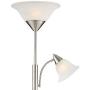 Jordan Modern Torchiere Floor Lamp 3-Light Tree Brushed Steel Alabaster Glass Shades for Living Room Reading Bedroom Office - 360 Lighting