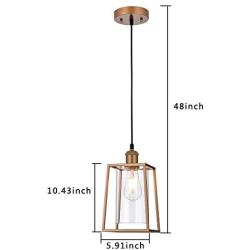 COTULIN Modern Glass Pendant Light,Pendant Lighting with Metal Cage Shade for Kitchen Island Dining Room,Pendant Light Fixture for Hallway Bar,Gold