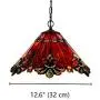 LITFAD Tiffany Style Pendant Lighting Stained Glass Cone LED Pendant Light 2 Lights Antique Ceiling Lamp Art Decoration Ceiling Hanging Light for Dining Room Restaurant Study Room - Red, 12.6'' (32 cm)