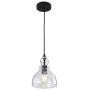 Industrial Pendant Lighting, 1-Light Adjustable Ceiling Lamp in Black Finish, Farmhouse Hanging Light Fixture with Clear Seeded Glass Shade for Dining Room, Living Room, Kitchen Island, 40W