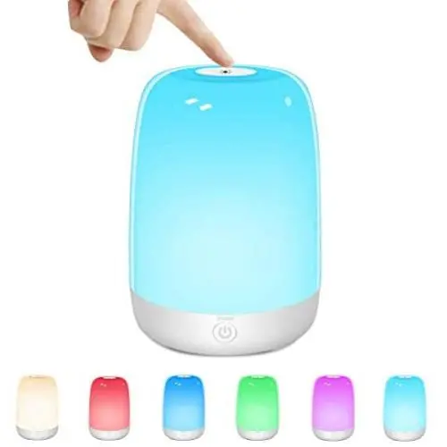 Outdoor Table Lamp, iFkoo Touch Sensor Bedside Lamp with Dimmable Warm Light, Rechargeable Night Light for Bedrooms, Living Rooms & Color Changing RGB Sleep Lamp, Best Gifts for Baby, Teens, Adults