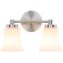 XiNBEi Lighting Bathroom Vanity Light, Modern Wall Light with Glass, Brushed Nickel 2 Light Bath Bar Light XB-W1235-2-BN