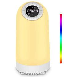 Bluetooth Night Light for Kids, Touch Night Bedside Lamp with Clock Timer, Dimmable 3 Warm Lights & 8 Colors Changing RGB, Lamps for Boy, Girl, Teens and Adult