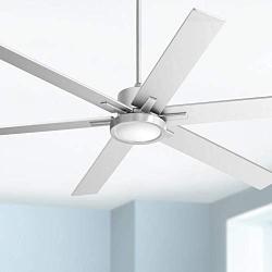 70'' Nucleus Industrial Ceiling Fan with Light LED Remote Control Brushed Nickel for Living Room Kitchen Bedroom Family Dining - Casa Vieja