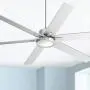70'' Nucleus Industrial Ceiling Fan with Light LED Remote Control Brushed Nickel for Living Room Kitchen Bedroom Family Dining - Casa Vieja