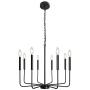 Farmhouse Chandelier 8 Light Rustic Industrial Candle Ceiling Light Fixture for Dining Room Living Room Kitchen Island Foyer Bedroom Pendant Lighting, Black