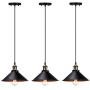 T&A Industrial Edison Kitchen Pendant Light 3-Pack Antique Brass Hanging Lighting Fixture for Dining Room Restaurant Bar(Black)