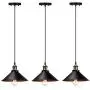 T&A Industrial Edison Kitchen Pendant Light 3-Pack Antique Brass Hanging Lighting Fixture for Dining Room Restaurant Bar(Black)