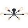 Lampundit 6 Lights Sputnik Chandelier Modern Chandelier Lighting Black Semi Flush Mount Ceiling Light Rustic Starburst Style Ceiling Lamp for Kitchen Study Living Room Dining Room Bed Room Way Hallway