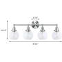 XiNBEi Lighting Vanity Light, 4 Light Industrial Wall Light with Glass, Wall Mounted Light Brushed Nickel Finish for Bathroom Kitchen Living Room XB-W1256-4-BN