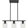 ELUZE 3 Light Farmhouse Pendant Lighting,Vintage Hanging Light with Clear Glass Shade in Black Finish for Kitchen Island Dining Room Cafe Foyer Chandelier