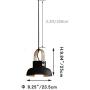 Modern Pendant Light Fixture, 9.25in Wooden Metal Ceiling Hanging Pendant Lighting, Adjustable Rustic Hanging Barn Light for Kitchen Island, Dining Room, Restaurant, Coffee Bar (1 Pack,Black)