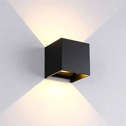 Wall Lights Living Room Led , Modern Aluminum Wall Lamp Square Cube Indoor Outdoor Waterproof Wall Light for Entrance Bar Bedroom Beside , Type of Bulbs : LED , 6W , 85-265V (Black, Warm White)