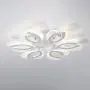 LITFAD Nordic Style Ultra Thin Semi Flushmount Ceiling Light Fixture Chandelier 6 Lights 48W Modern Acrylic LED Ceiling Lamp with White Metal Canopy for Living Room Bedroom Restaurant - White Light