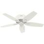 HUNTER 51080 Newsome Indoor Low Profile Ceiling Fan with LED Light and Pull Chain Control, 42'', Fresh White