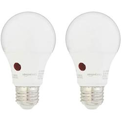 Amazon Basics 60 Watt Equivalent, Dusk to Dawn Sensor, Non-Dimmable - A19 LED Light Bulb, Daylight, 2-Pack