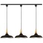 STGLIGHTING 3-Lights Dimmable Track Mount Pendant Light Macaron Black Metal Lamp Shade Wood Handle Instant on Halo Track Pendant Lamp Fixtures for Restaurant Cafe Shop