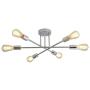 6 Lights Mid Century Ceiling Light Adjustable Sputnik Chandeliers Flush Mount Light Fixture Plating Finish for Kitchen Dining Room Living Room Bedroom Foyer Lighting (Silver)