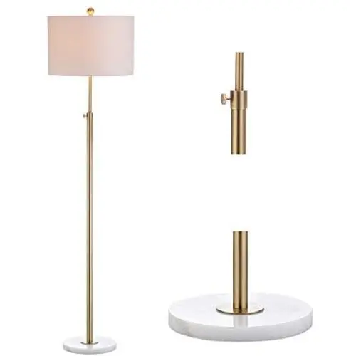 JONATHAN Y JYL3022A June 65'' Adjustable Metal/Marble LED Floor Lamp Modern,Contemporary,Glam for Bedrooms, Living Room, Office, Reading, Brass