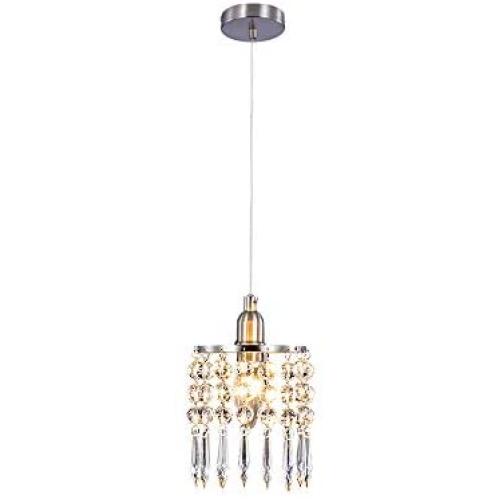 Linour Pendant Light Fixtures Crystal Chandelier Modern Ceiling Light Chrome Finish Crystal Pendant lamp for Living Room Bedroom Restaurant Porch, Chrome Plate