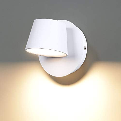 Phenas Modern LED Wall Sconce Indoor Wall Light LED Reading Spotlight 350° Swivel Nordic Style Wall Spotlight LED Wall Lamp for Bedroom Bedside Living Room Hallway Stairs Corridor, White 3000K
