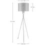 Ambiore Lisboa Tripod Floor Lamp - 62 inch Morden for Living Room Office - Metal Chrome Tripod with Grey Mesh Fabric On Frosted Film Shade