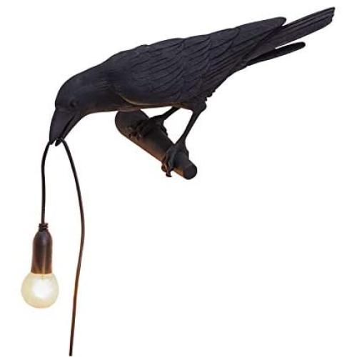 YJYdada Raven Wall Lamp Table Lamp, Resin Crow Bird Shaped Light for Bedroom Corridor Living Room Wall Sconces Light Black/White 4 Style (Black-B)