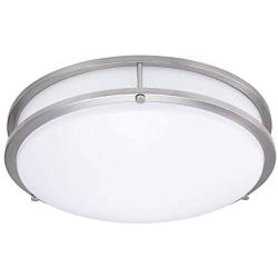 LB72123 LED Flush Mount Ceiling Light, 16 inch, 23W (200W Equivalent) Dimmable 1610lm, 4000K Cool White, Brushed Nickel Round Lighting Fixture for Kitchen,Hallway,Bathroom,Stairwell