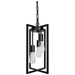 Farmhouse Black 3-Light Industrial Chandelier Modern Pendant Lighting Hanging for Kitchen Island Dining Room Bedroom Living Room Hallway