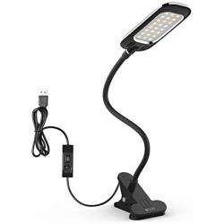 LED Desk Lamp, OxyLED Dimmable Table Light, Clamp Desk Lighting, Clip on Reading Light with Flexible Gooseneck, 2 Brightness Level & 3 Light Color, T33, Black